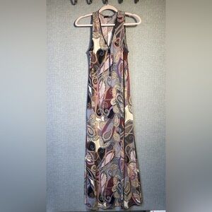 Ariella Dress Small Women’s Sleeveless Maxi Paisley Front Zip